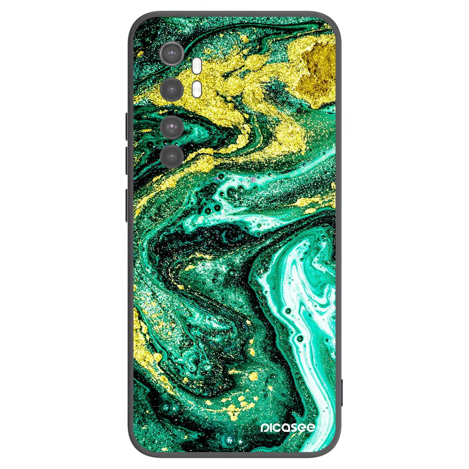 Picasee Μαύρη θήκη σιλικόνης για Xiaomi Mi Note 10 Lite - Green Gold
