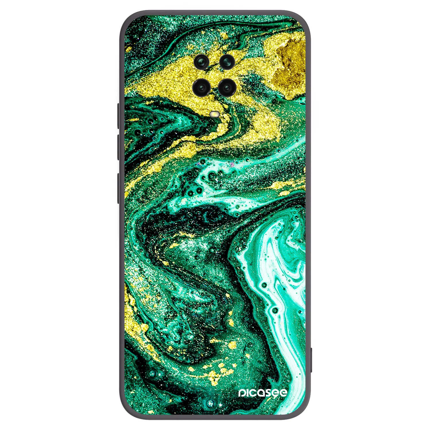Picasee Μαύρη θήκη σιλικόνης για Xiaomi Redmi Note 9S - Green Gold