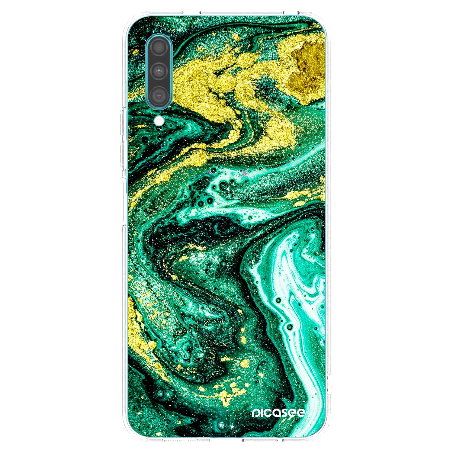 Picasee διαφανής θήκη σιλικόνης Samsung Galaxy A30s A307F - Green Gold