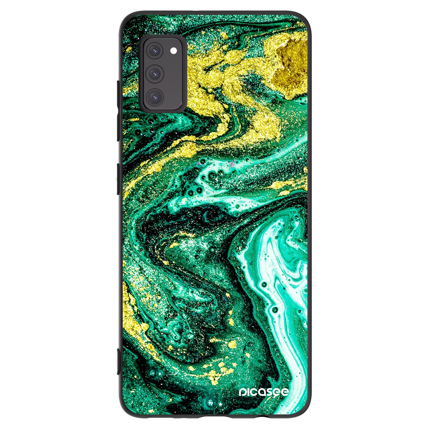 Picasee Μαύρη θήκη σιλικόνης για Samsung Galaxy A41 A415F - Green Gold