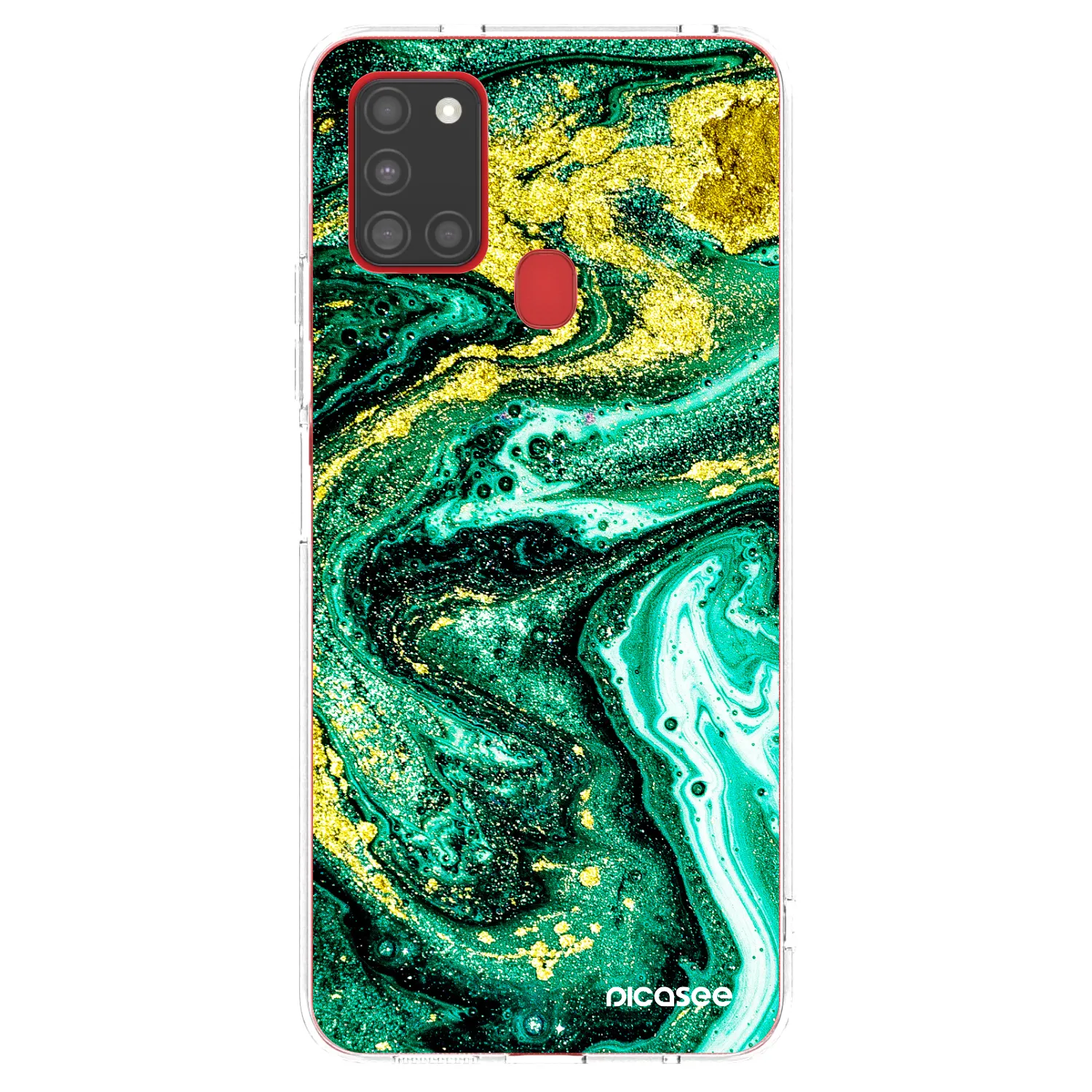 Picasee διαφανής θήκη σιλικόνης Samsung Galaxy A21s - Green Gold