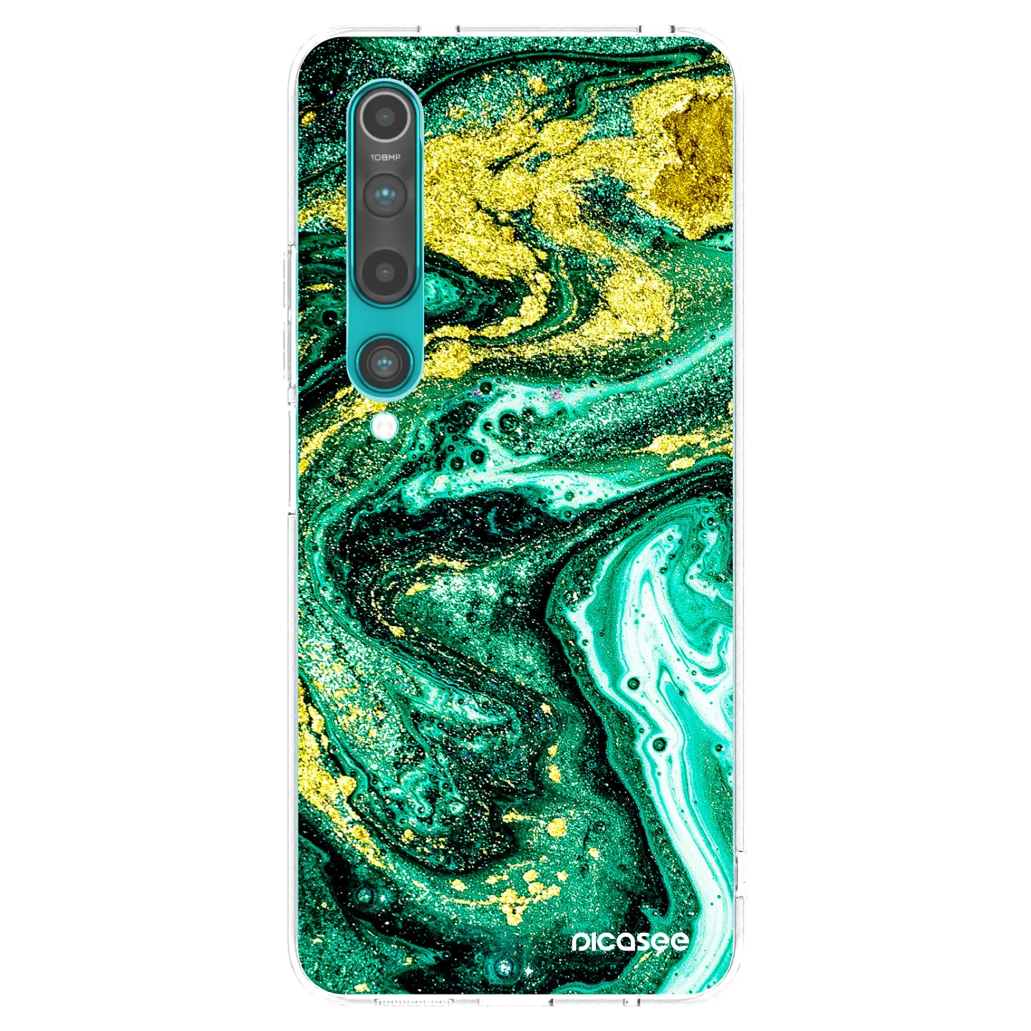 Picasee διαφανής θήκη σιλικόνης Xiaomi Mi 10 - Green Gold