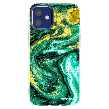 Picasee διαφανής θήκη σιλικόνης Apple iPhone 12 mini - Green Gold