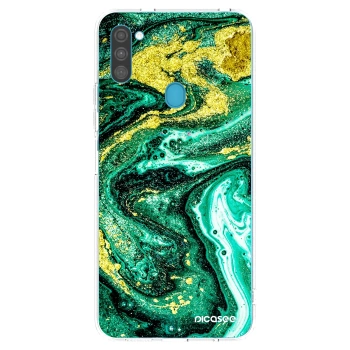 Picasee διαφανής θήκη σιλικόνης Samsung Galaxy M11 - Green Gold
