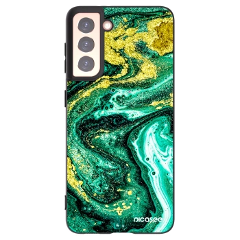 Picasee Μαύρη θήκη σιλικόνης για Samsung Galaxy S21 5G G991B - Green Gold