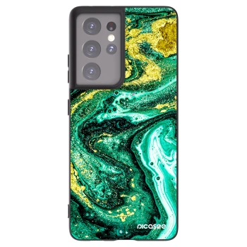 Picasee Μαύρη θήκη σιλικόνης για Samsung Galaxy S21 Ultra 5G G998B - Green Gold