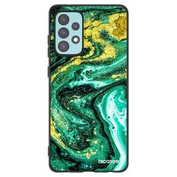 Picasee Μαύρη θήκη σιλικόνης για Samsung Galaxy A72 A725F - Green Gold