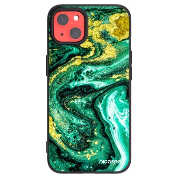 Picasee Μαύρη θήκη σιλικόνης για Apple iPhone 13 - Green Gold