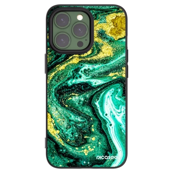 Picasee Μαύρη θήκη σιλικόνης για Apple iPhone 13 Pro - Green Gold