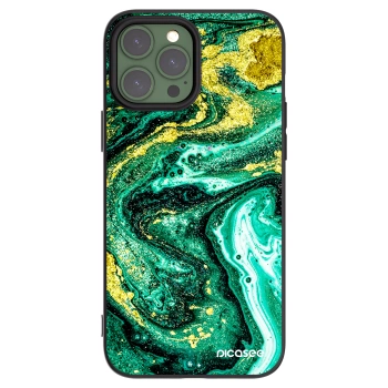 Picasee Μαύρη θήκη σιλικόνης για Apple iPhone 13 Pro Max - Green Gold