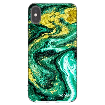 Picasee διαφανής θήκη σιλικόνης Apple iPhone XS Max - Green Gold