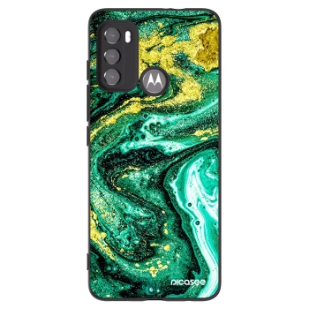 Picasee Μαύρη θήκη σιλικόνης για Motorola Moto G60 - Green Gold