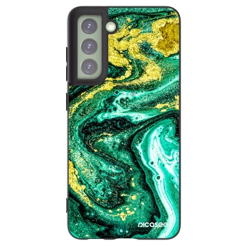 Picasee Μαύρη θήκη σιλικόνης για Samsung Galaxy S21 FE 5G - Green Gold