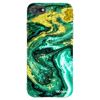 Picasee διαφανής θήκη σιλικόνης Apple iPhone SE 2022 - Green Gold