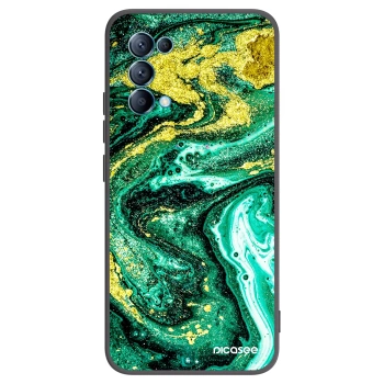Picasee Μαύρη θήκη σιλικόνης για OPPO Reno 5 5G - Green Gold