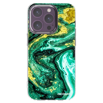 Picasee διαφανής θήκη σιλικόνης Apple iPhone 14 Pro - Green Gold