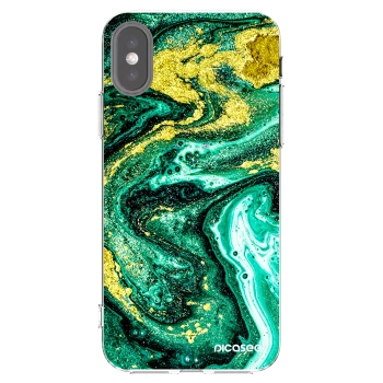 Picasee διαφανής θήκη σιλικόνης Apple iPhone X/XS - Green Gold