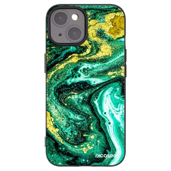 Picasee Μαύρη θήκη σιλικόνης για Apple iPhone 15 - Green Gold