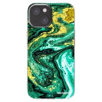 Picasee διαφανής θήκη σιλικόνης Apple iPhone 15 - Green Gold