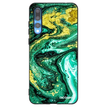 Picasee Μαύρη θήκη σιλικόνης για Huawei P20 Pro - Green Gold
