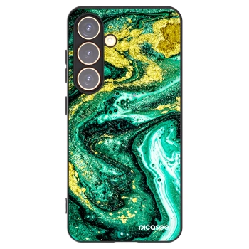 Picasee Μαύρη θήκη σιλικόνης για Samsung Galaxy S24 S921B 5G - Green Gold