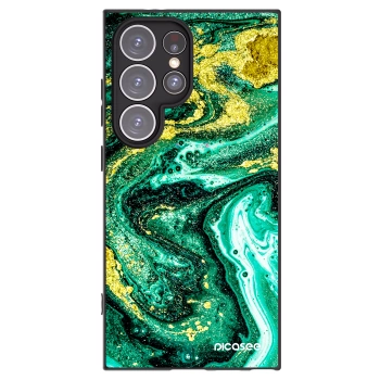 Picasee Μαύρη θήκη σιλικόνης για Samsung Galaxy S24 Ultra S928B 5G - Green Gold