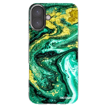 Picasee διαφανής θήκη σιλικόνης Apple iPhone 16 Plus - Green Gold