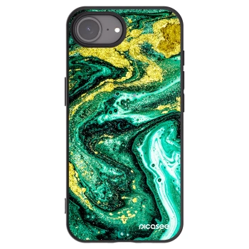 Picasee Μαύρη θήκη σιλικόνης για Apple iPhone 16e - Green Gold