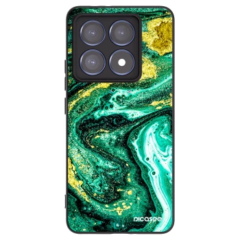 Picasee Μαύρη θήκη σιλικόνης για Xiaomi 14T Pro - Green Gold