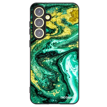 Picasee Μαύρη θήκη σιλικόνης για Samsung Galaxy S24 FE S721B - Green Gold