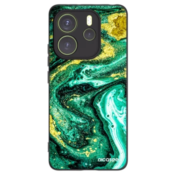 Picasee Μαύρη θήκη σιλικόνης για Xiaomi Redmi Note 14 4G - Green Gold