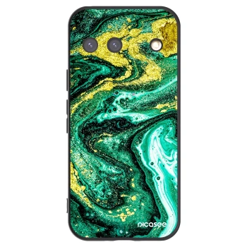 Picasee Μαύρη θήκη σιλικόνης για Google Pixel 9 - Green Gold