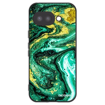 Picasee Μαύρη θήκη σιλικόνης για Google Pixel 9a - Green Gold