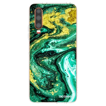 Picasee διαφανής θήκη σιλικόνης Huawei P30 - Green Gold