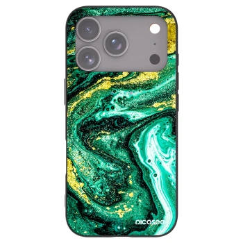 Picasee Μαύρη θήκη σιλικόνης για Apple iPhone 17 Pro - Green Gold