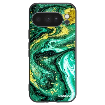 Picasee Μαύρη θήκη σιλικόνης για Google Pixel 10 Pro - Green Gold
