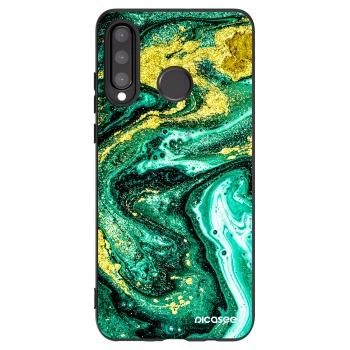 Picasee Μαύρη θήκη σιλικόνης για Huawei P30 Lite - Green Gold