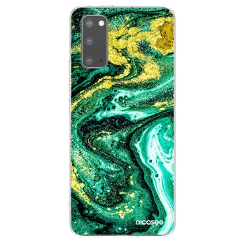 Picasee διαφανής θήκη σιλικόνης Samsung Galaxy S20 G980F - Green Gold
