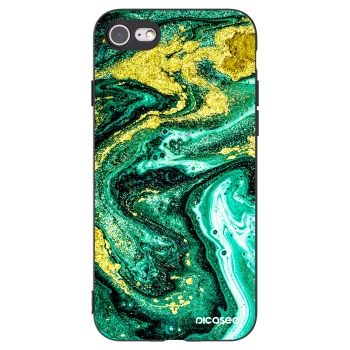 Picasee Μαύρη θήκη σιλικόνης για Apple iPhone SE 2020 - Green Gold