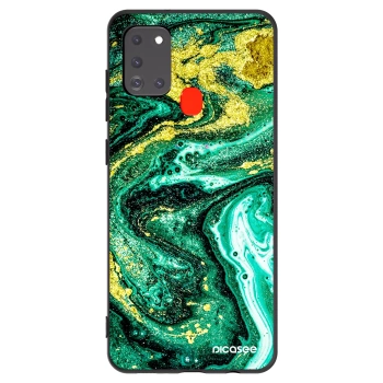 Picasee Μαύρη θήκη σιλικόνης για Samsung Galaxy A21s - Green Gold