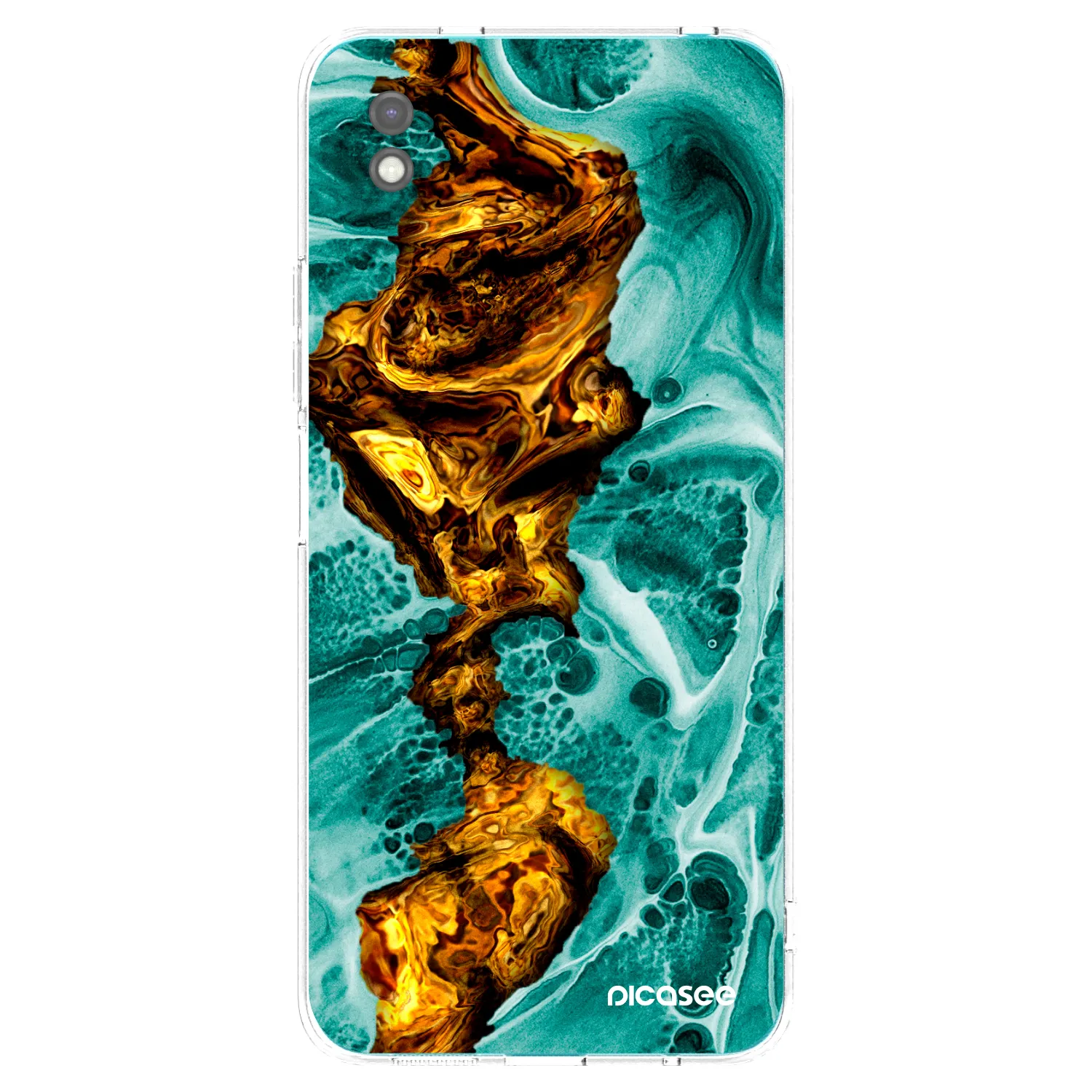 Picasee Μαύρη θήκη σιλικόνης για Xiaomi Redmi 9A - Goldsky