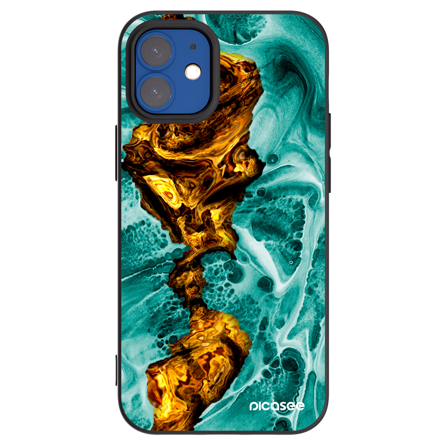 Picasee Μαύρη θήκη σιλικόνης για Apple iPhone 12 mini - Goldsky