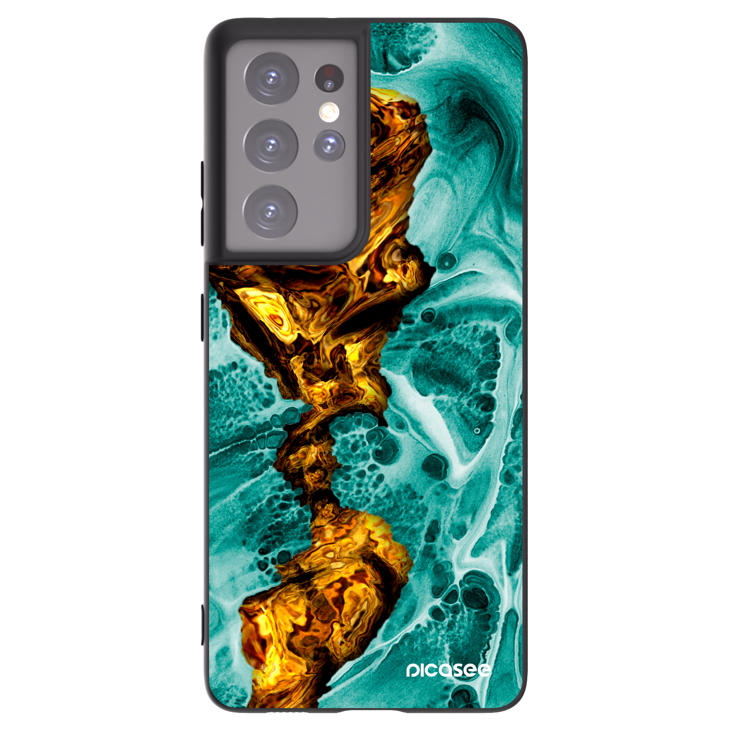 Picasee Μαύρη θήκη σιλικόνης για Samsung Galaxy S21 Ultra 5G G998B - Goldsky