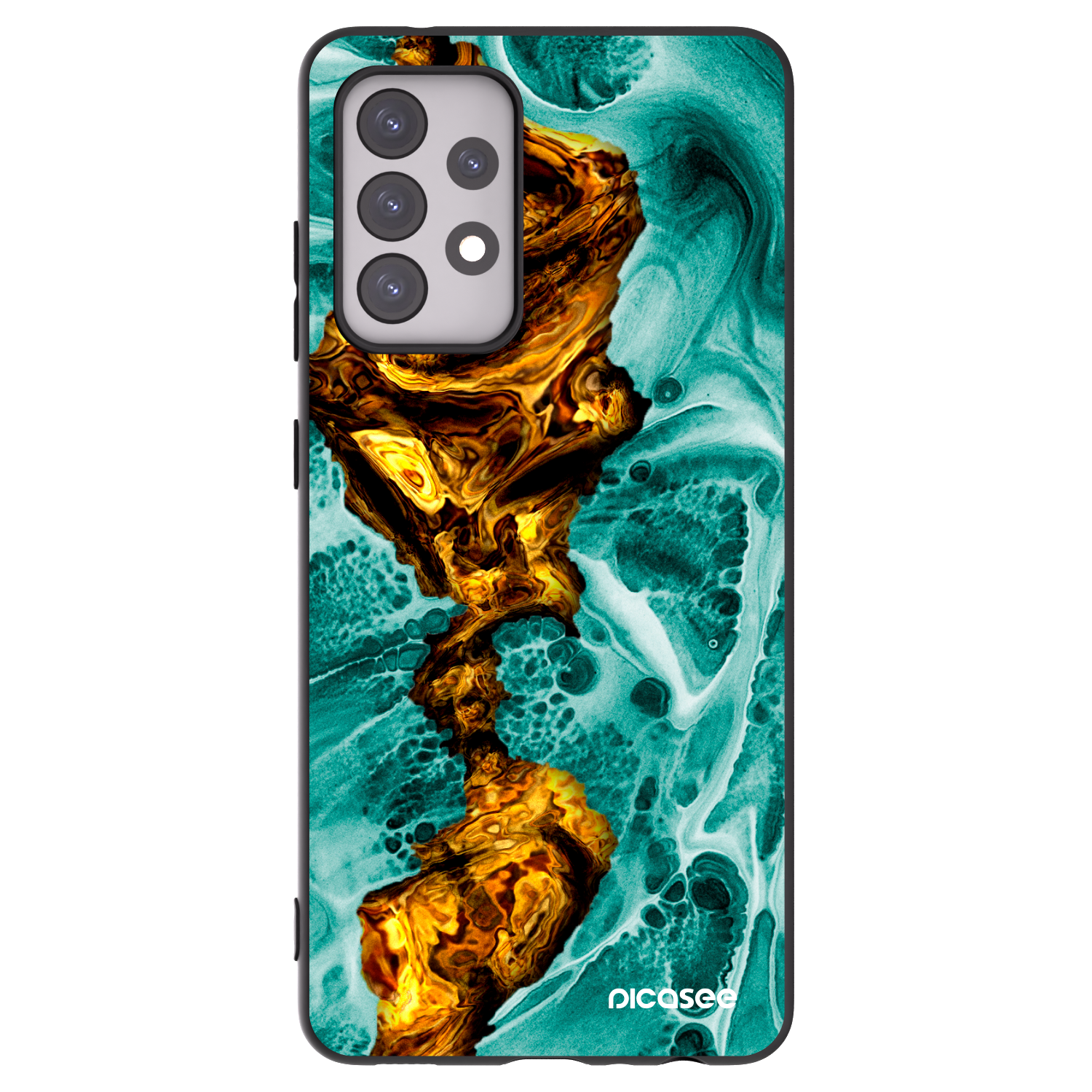 Picasee Μαύρη θήκη σιλικόνης για Samsung Galaxy A52 5G A525F - Goldsky