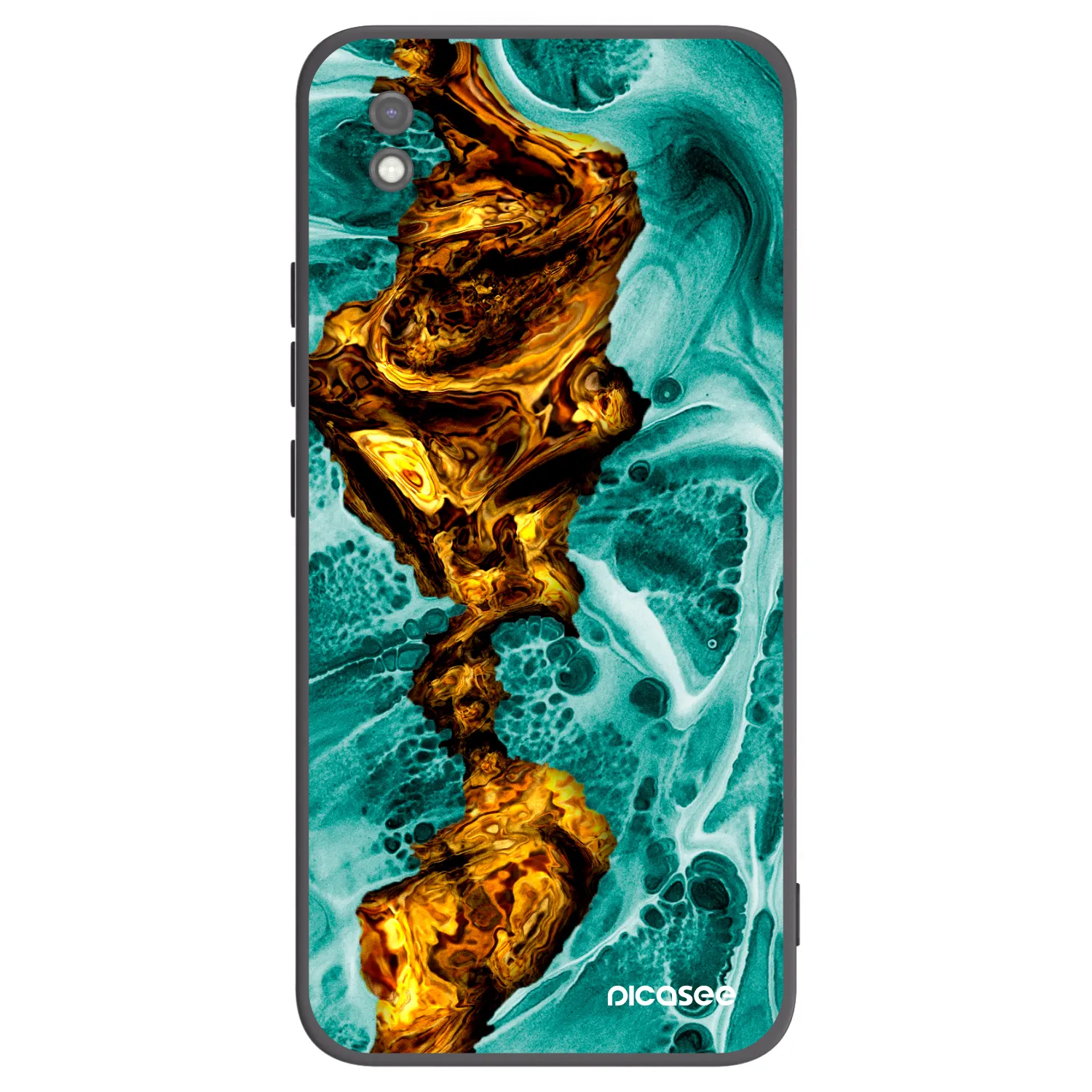 Picasee Μαύρη θήκη σιλικόνης για Xiaomi Redmi 9AT - Goldsky