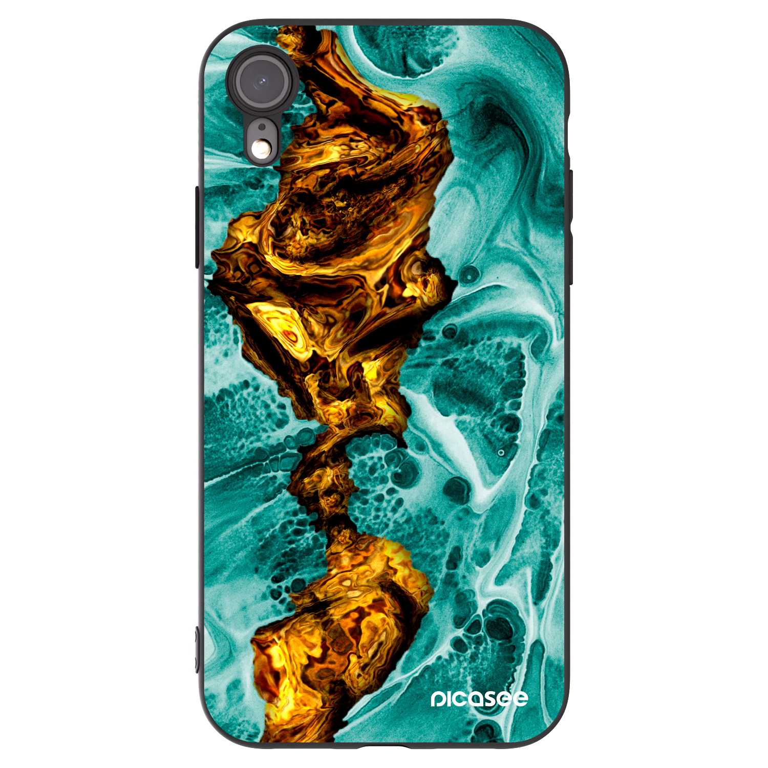Picasee Μαύρη θήκη σιλικόνης για Apple iPhone XR - Goldsky