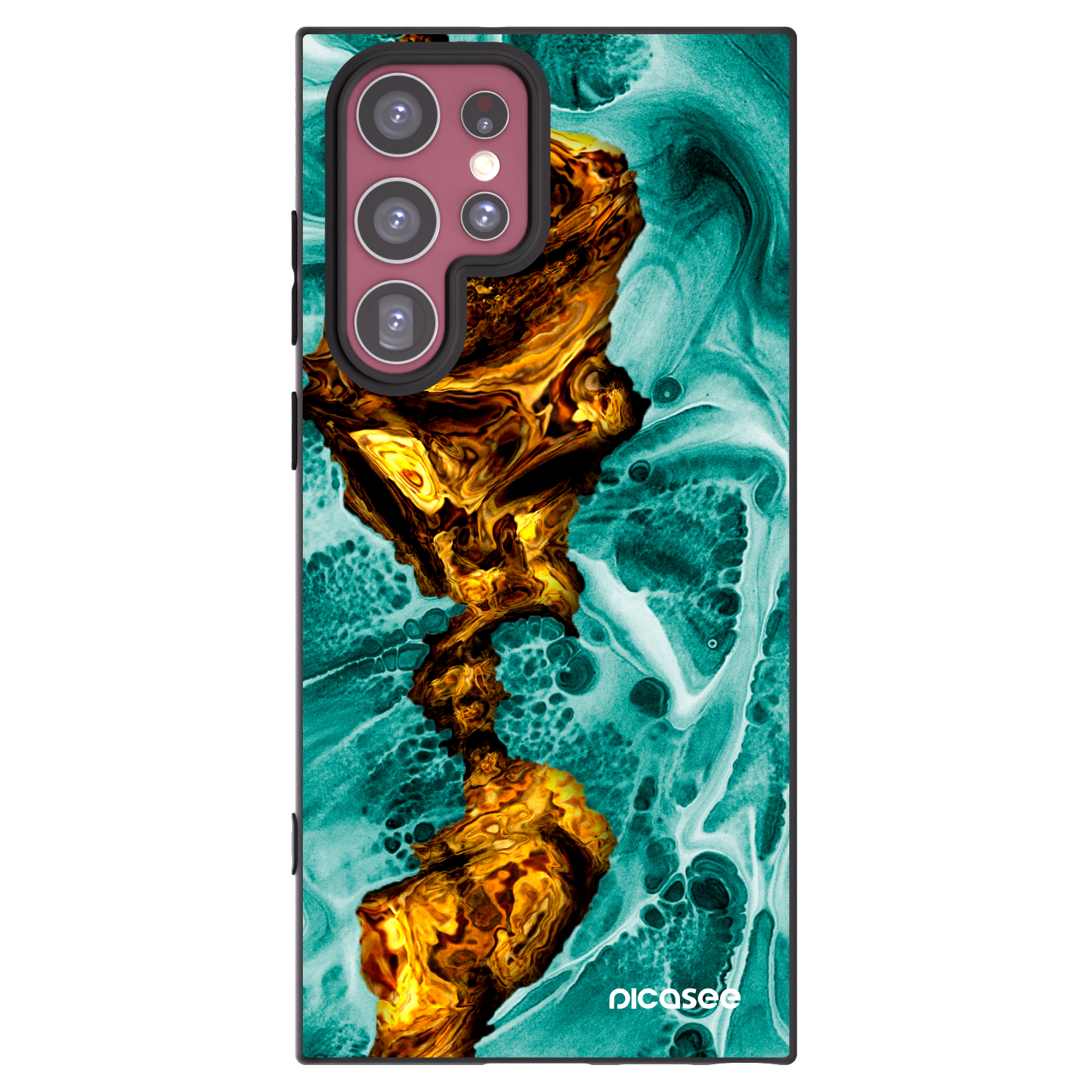 Picasee Μαύρη θήκη σιλικόνης για Samsung Galaxy S22 Ultra 5G - Goldsky