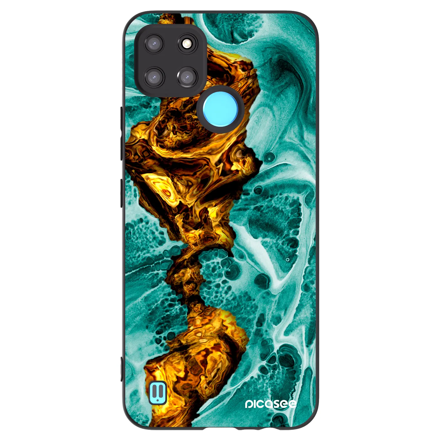 Picasee Μαύρη θήκη σιλικόνης για Realme C21Y - Goldsky