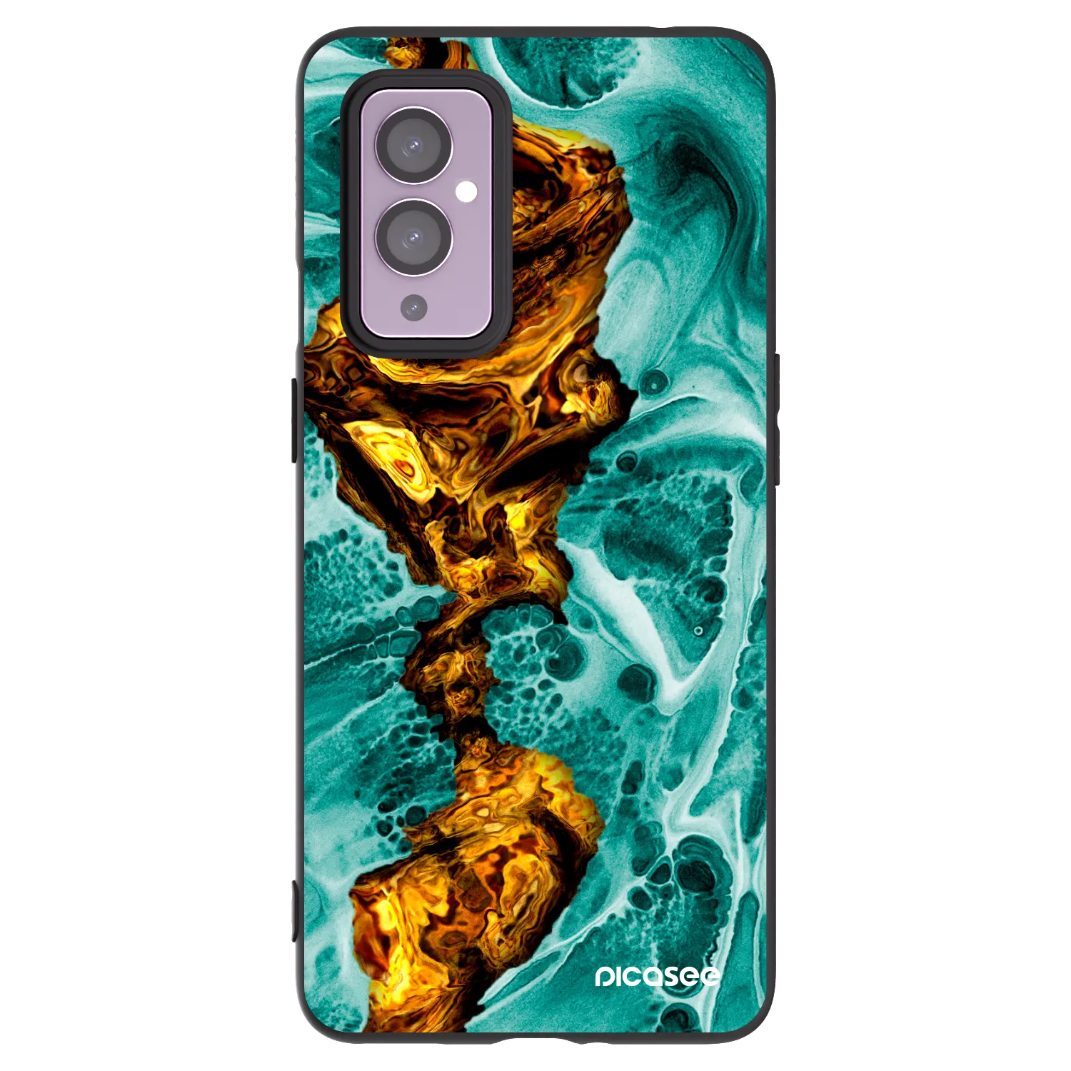 Picasee Μαύρη θήκη σιλικόνης για OnePlus 9 - Goldsky