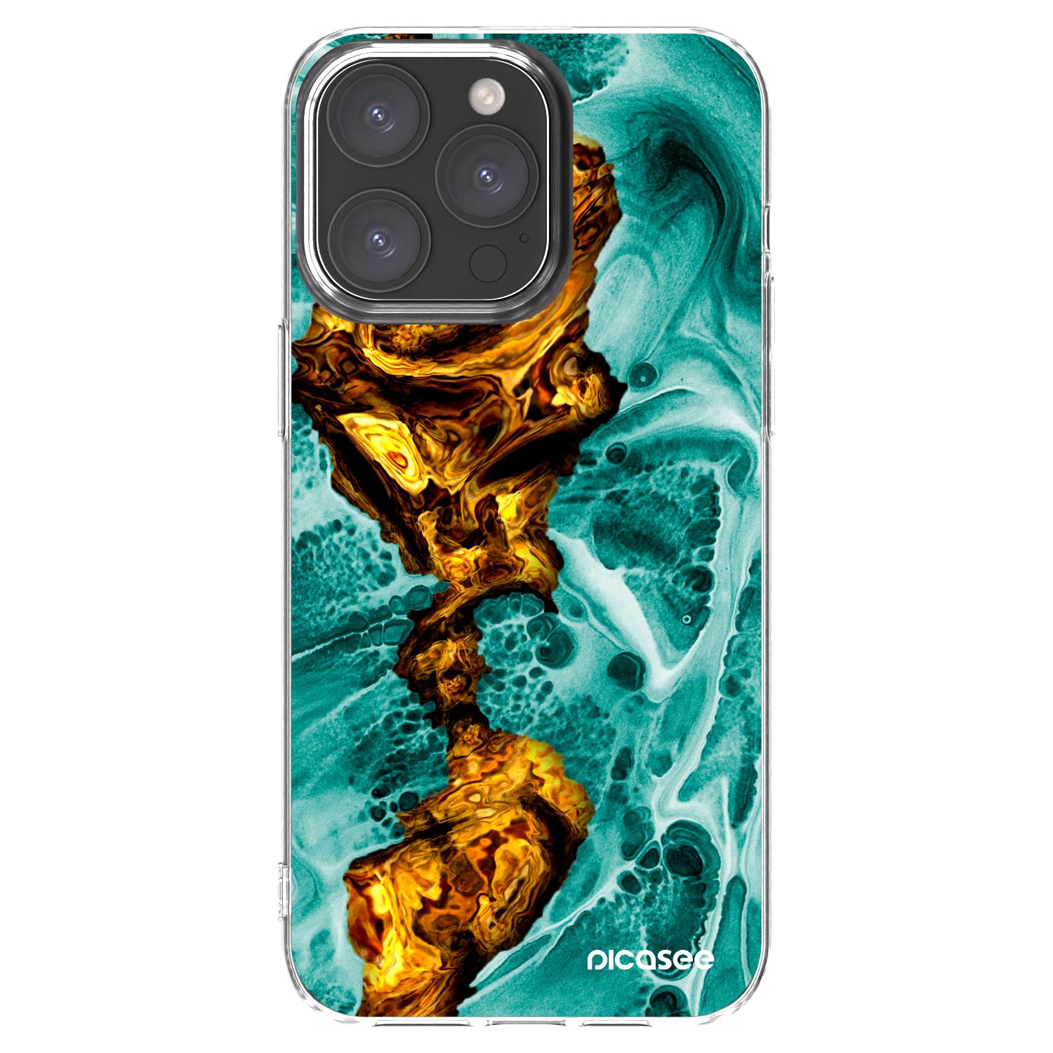 Picasee διαφανής θήκη σιλικόνης Apple iPhone 15 Pro Max - Goldsky